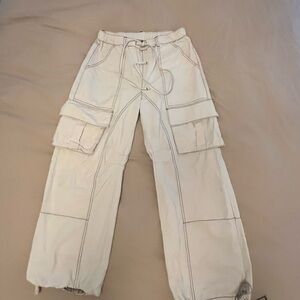 Off white cargos with brown stitching women’s size medium